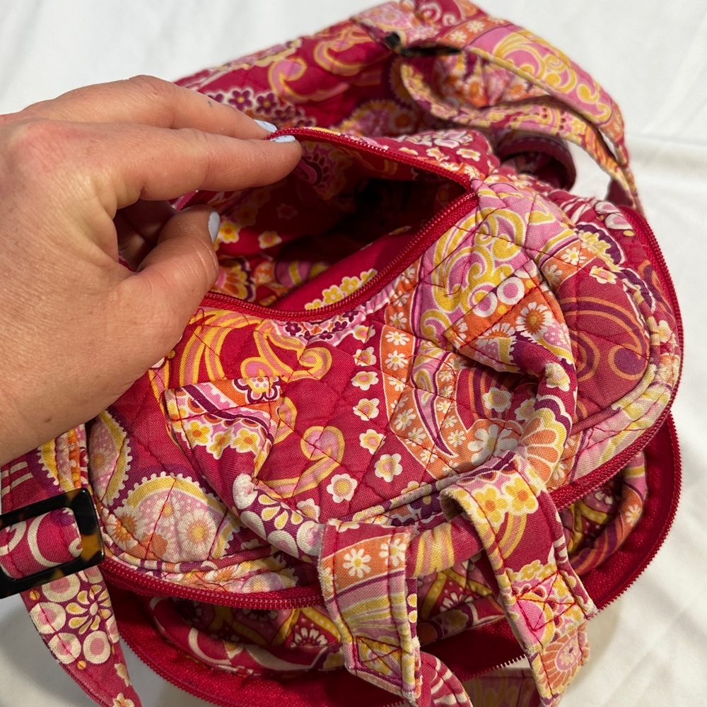 Vera Bradley Red Paisley Quilted Backpack Purse Crossbody Bag - Picture 13 of 14